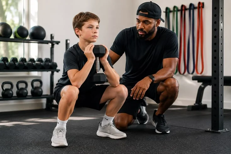 A young person practising an exercise with an instructor
